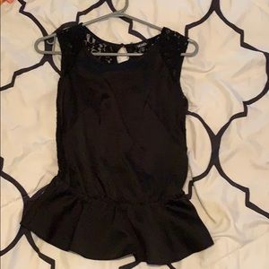 Black Peplum Lace Tank